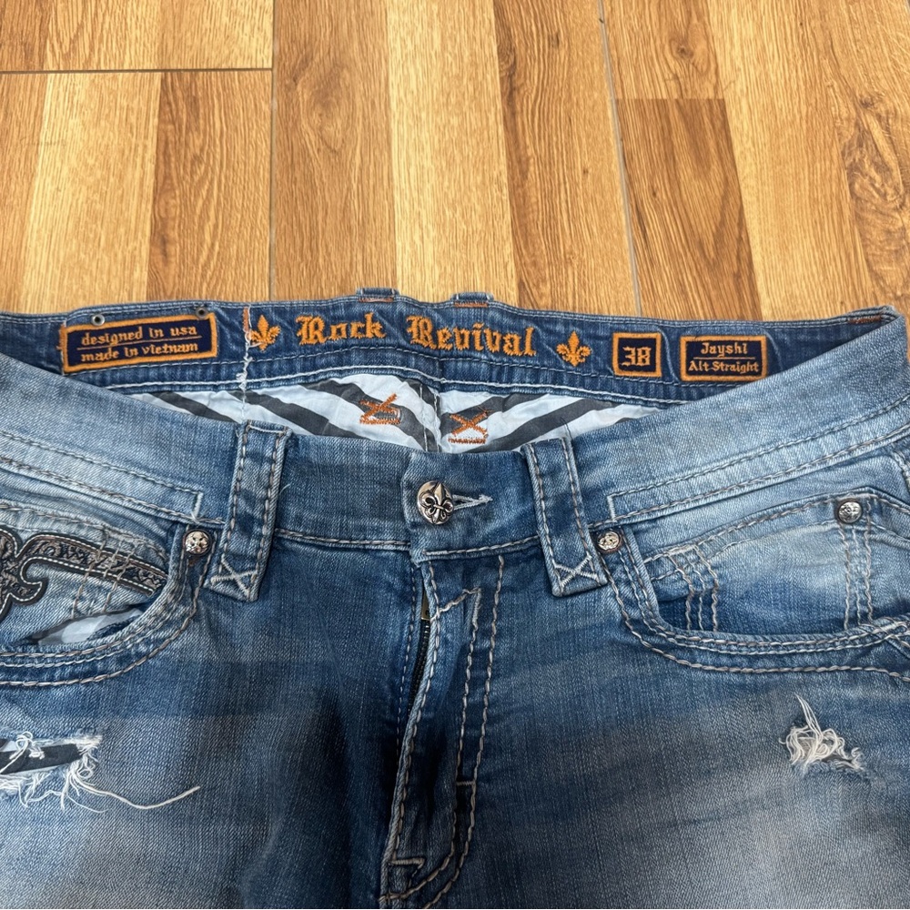 Rock Revival Men’s 38 Distressed Jayshi Alt Straight Jeans - Picture 7 of 7